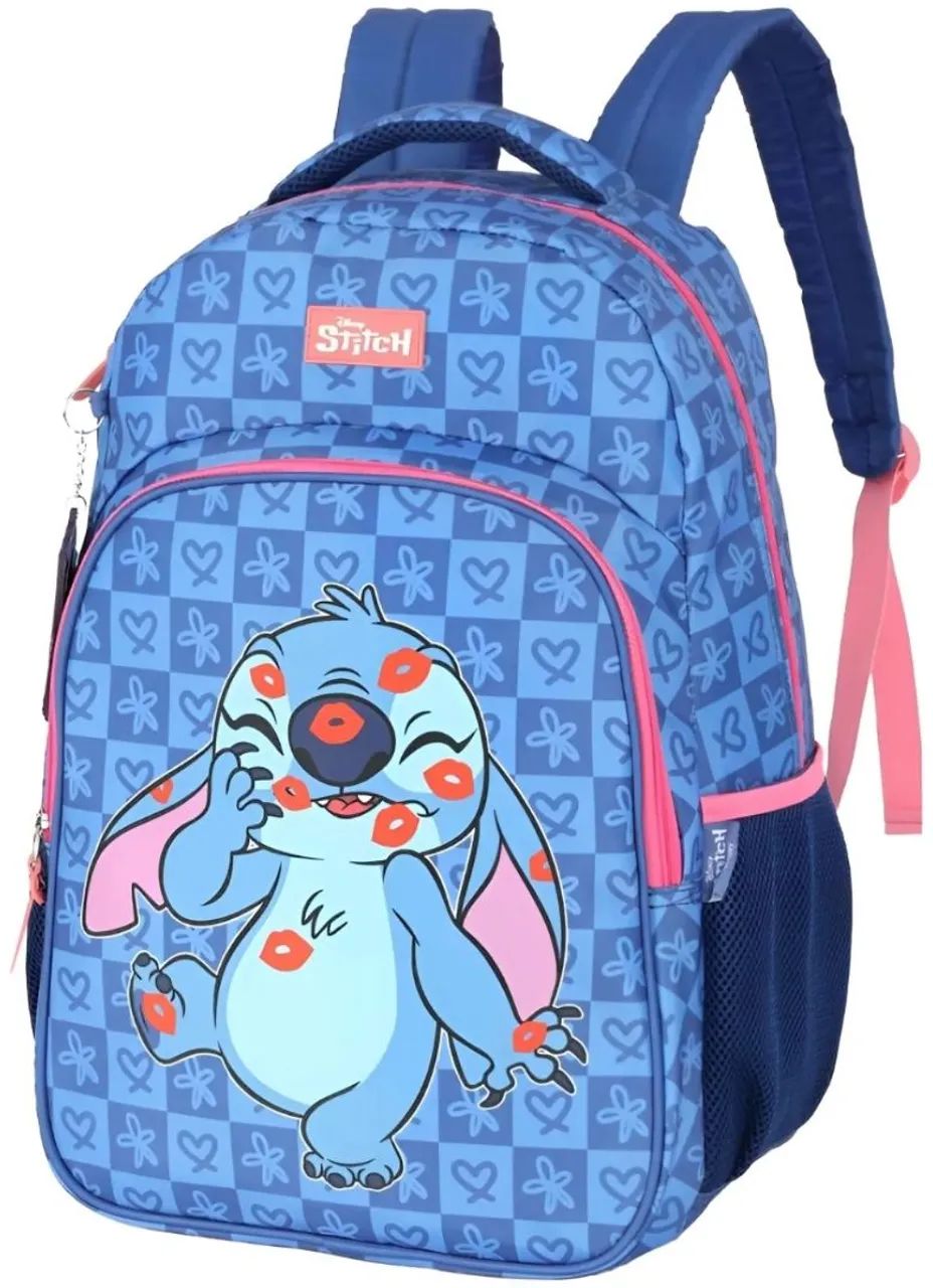 Kit Escolar Infantil Stitch - Mochila + Estojo Azul - Foto 3