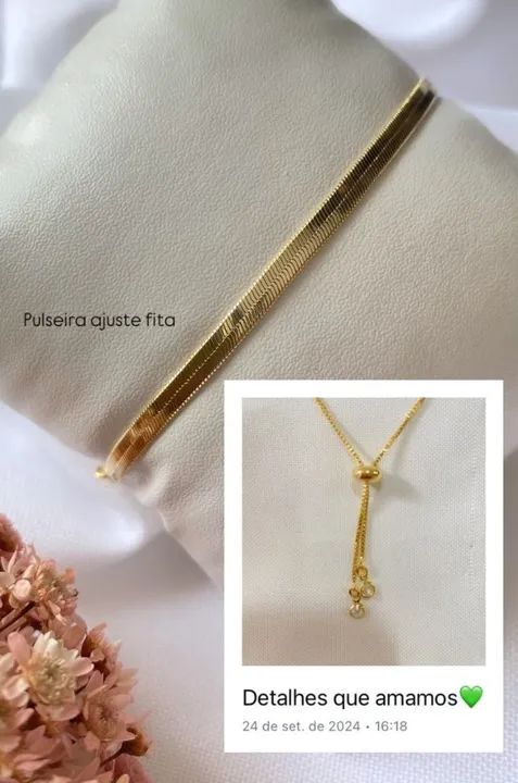 Vendo Pulseira Fita Banho no Ouro 18k - Foto 2