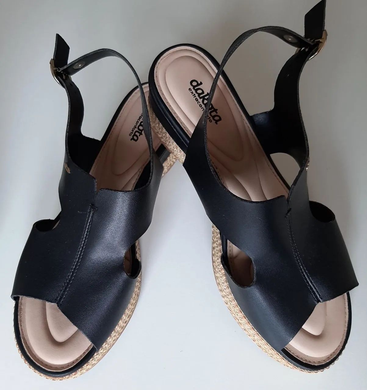 Sandália Anabela Plataforma preta Dakota - tamanho 38 - Foto 2