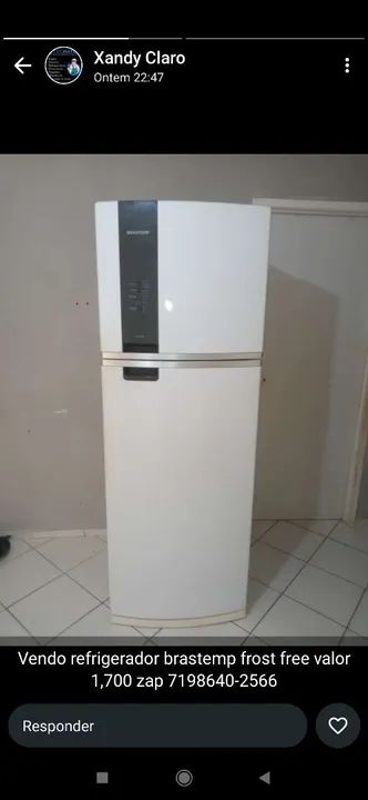 Vende- se Refrigerador Frost Free Semi Novo.
