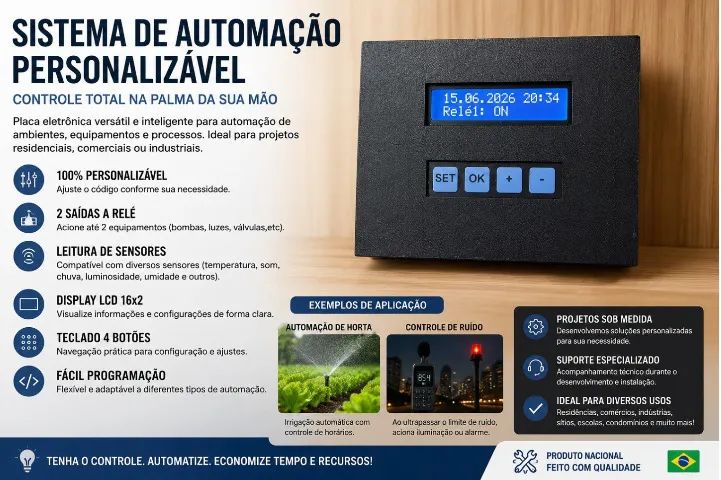 Automação Eletrônica Personalizada | Controle de Bombas, Irrigação e Equipamentos