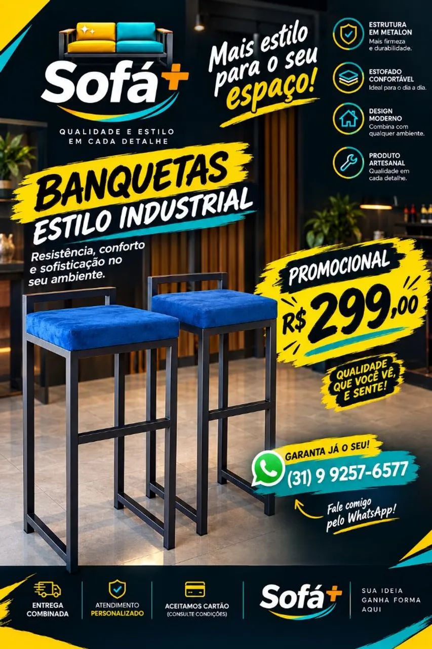 PAR DE BANQUETAS INDUSTRIAIS - R$ 299,00