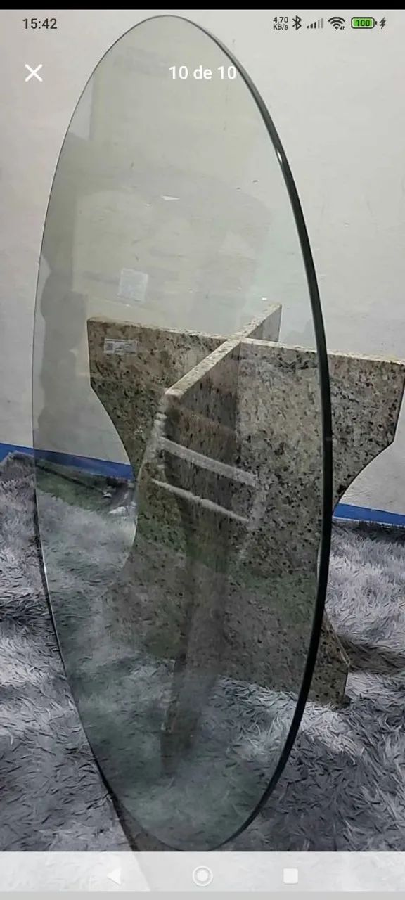 Mesa de vidro 13mm temperado com 1.20×120 é base de granito com 4 cadeiras maciça  - Foto 5