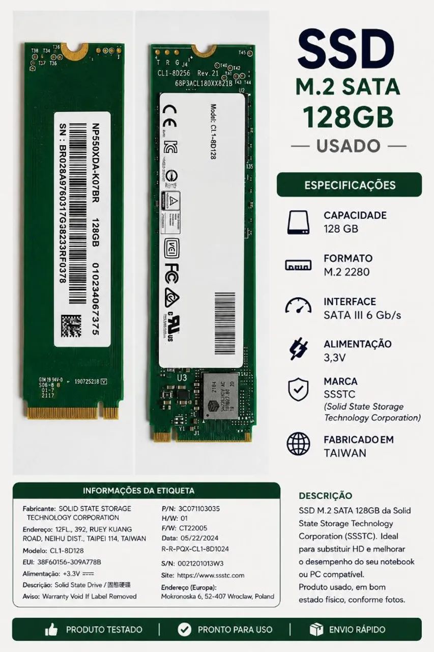 Hd SSD 128 GB M.2