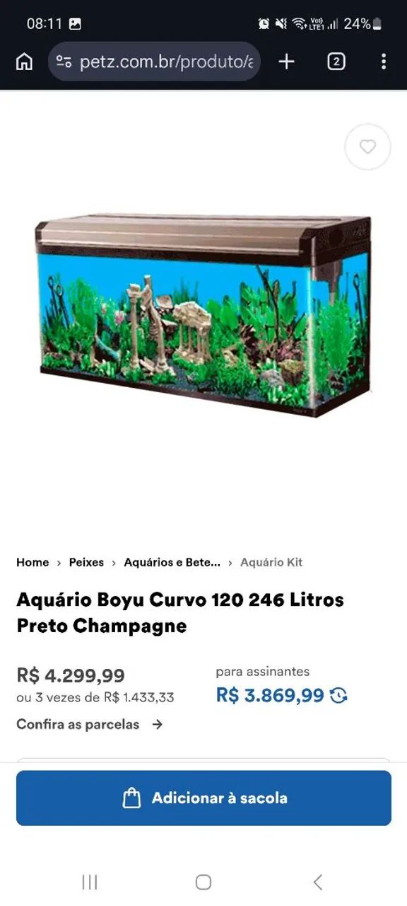 Aquario Boyu Ae 120 246 Litro Champanhe  vidro curvo - Foto 4