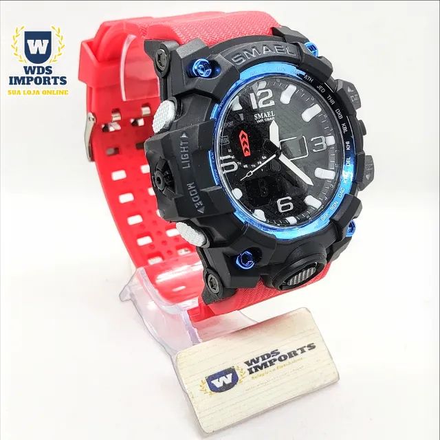 Relógio Digital Analógico Masculino Smael Vermelho - Foto 3
