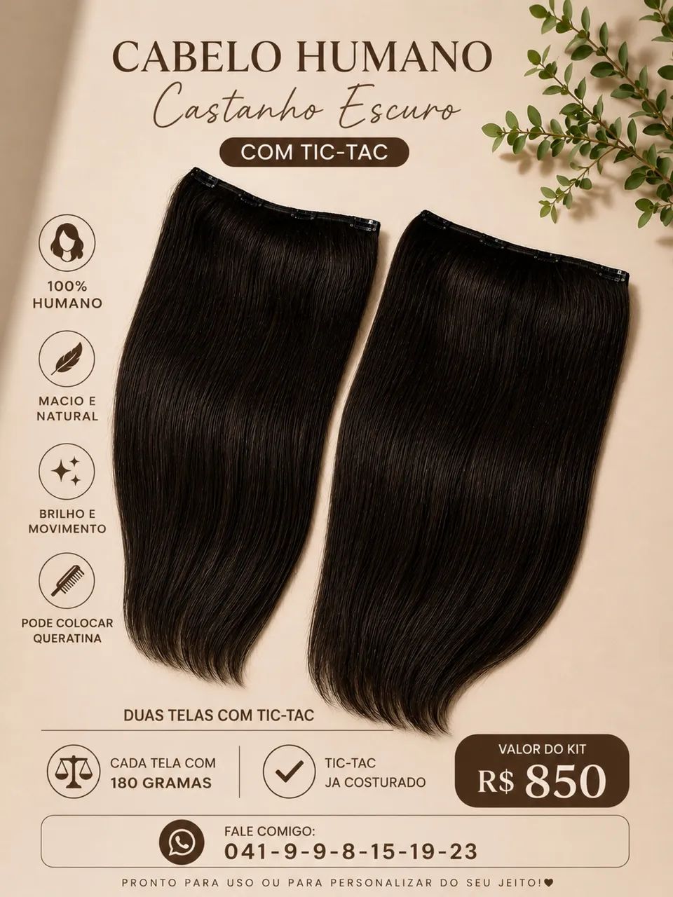 Cabelo humano no tique taque