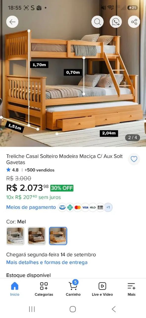 Triliche Madeira Maciça seminovo 