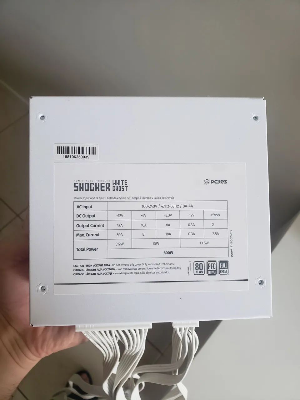 Fonte 600w  shocker white ghost  pcyes branca full modular - Foto 5