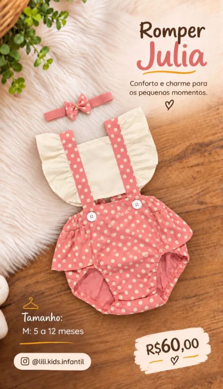 Romper Infantil Julia 5 a 12 meses  - Foto 2