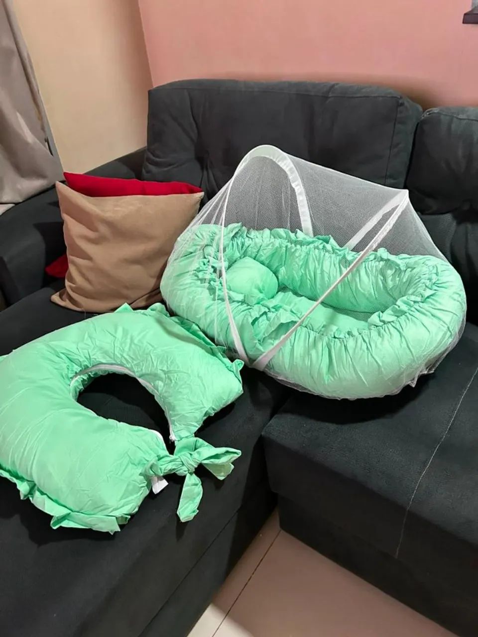Ninho Redutor De Berço + Almofada Amamentação + Mosquiteiro - Foto 2