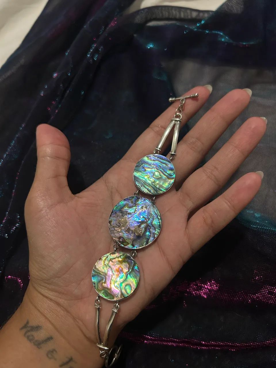 Pulseira de prata com abalone - Foto 4