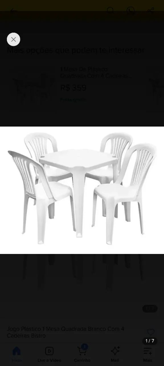 Conjunto de mesa e cadeiras