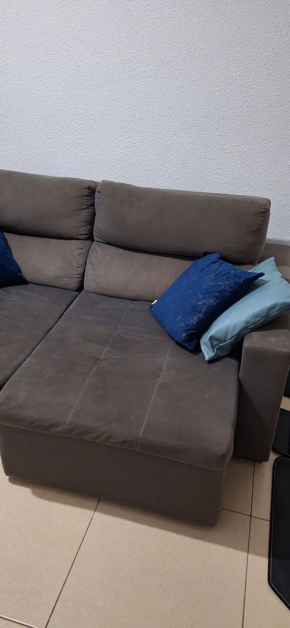 Sofá Retrátil e Reclinável Marrom 1,95m + 4 Almofadas de Brinde - Foto 3