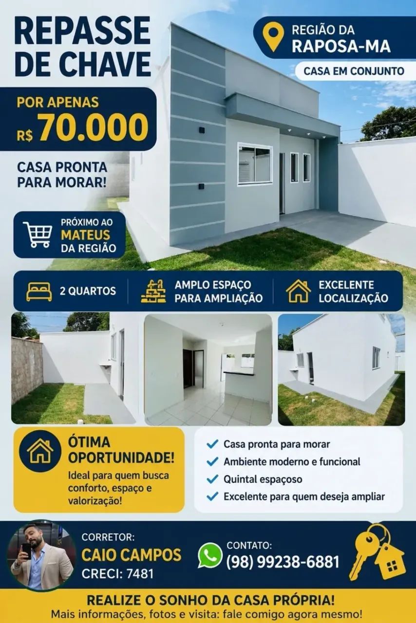 PASSO CASA NA RAPOSA - CASA NOVA - PRONTA PRA MORAR - CHAVE