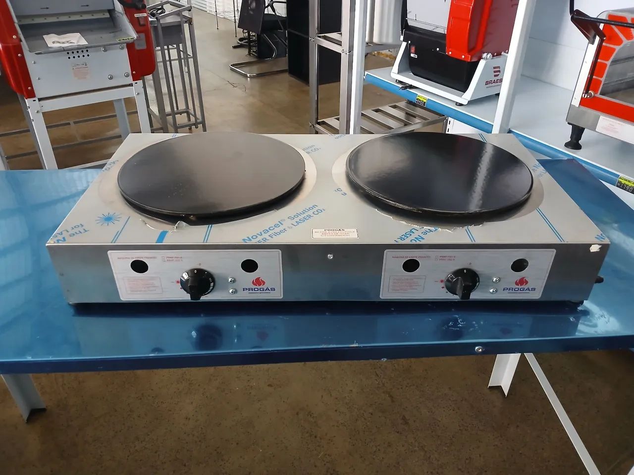 Chapa a Gás para Crepe Francês Progás Inox 2 Chapas Redodas PRKF-202G