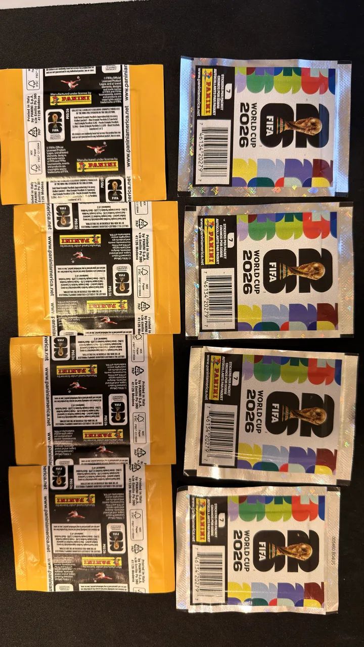 8 Envelopes Gold Crumple - Figurinhas Copa 2026 Panini (EUA)
