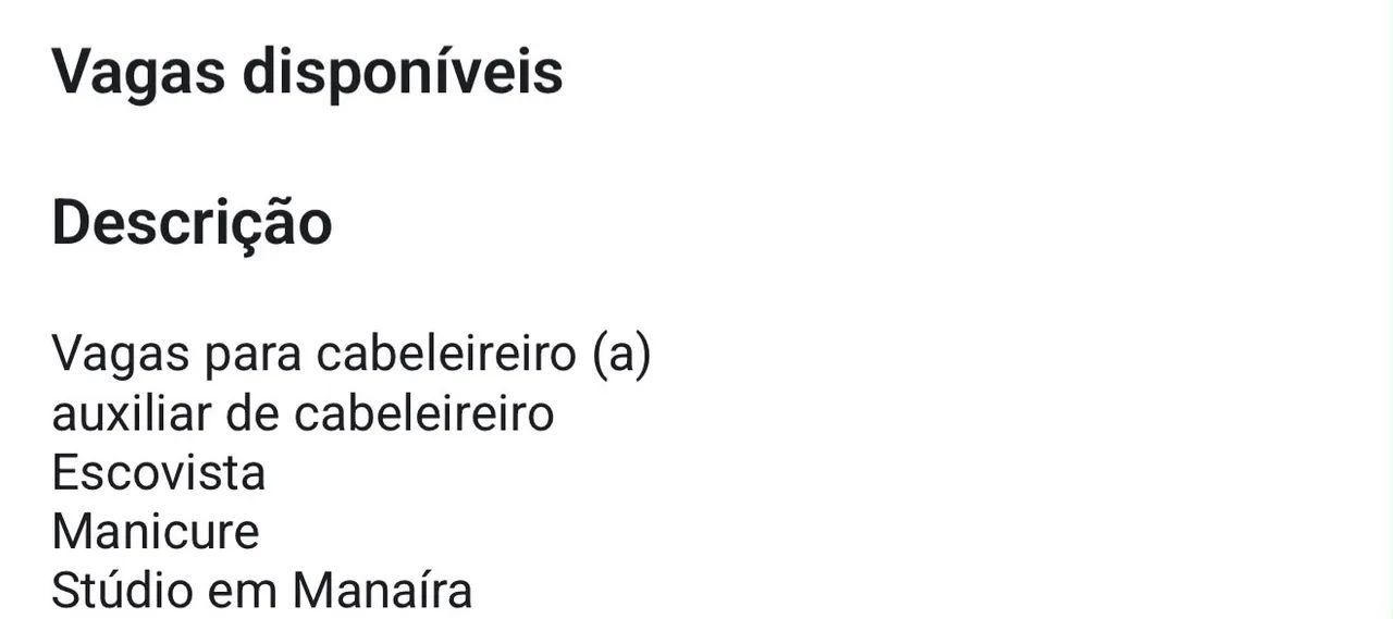 Vagas disponíveis 