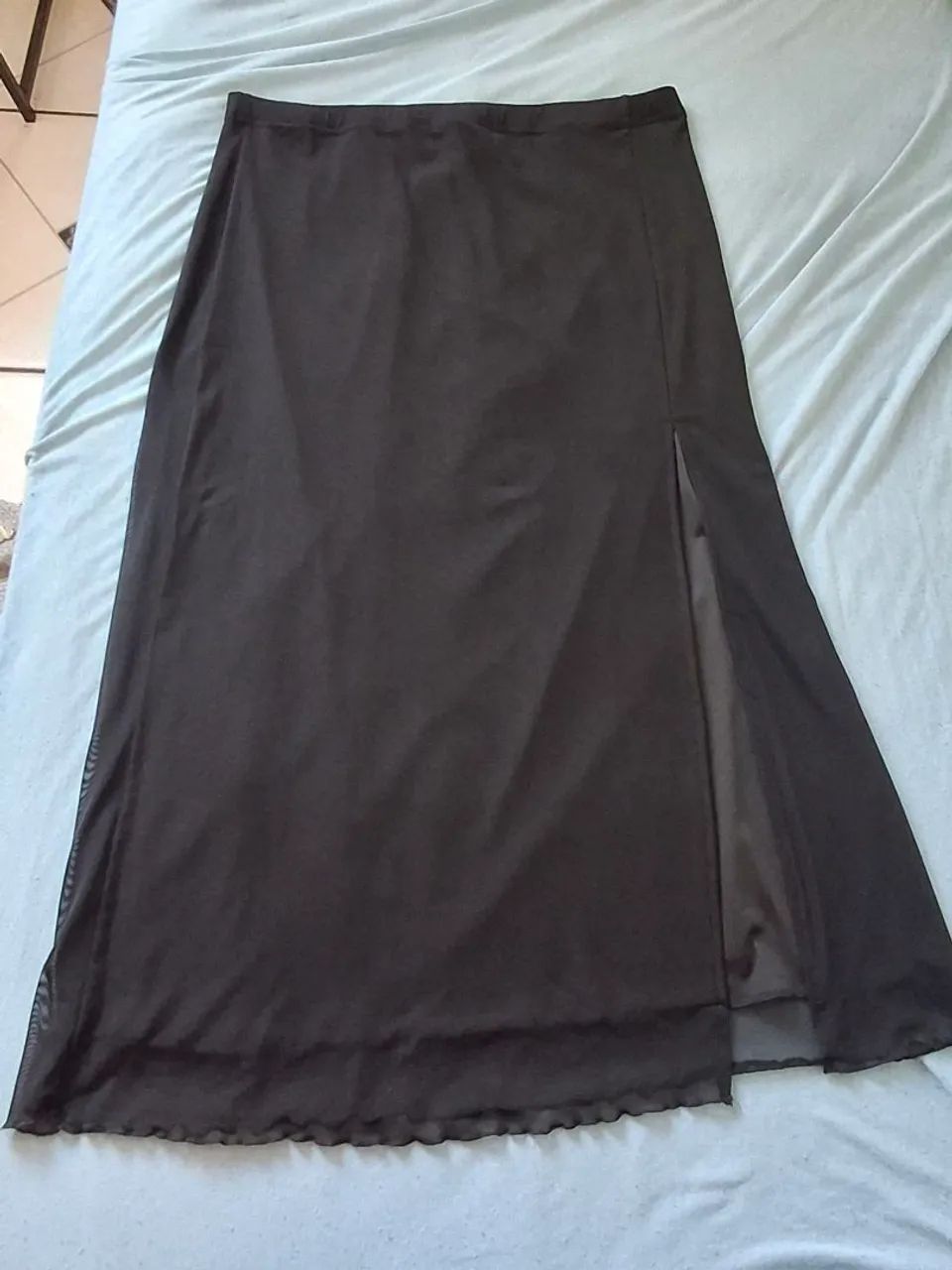 SHEIN EZwear Plus Split Thigh Sobreposição De Malha Saia