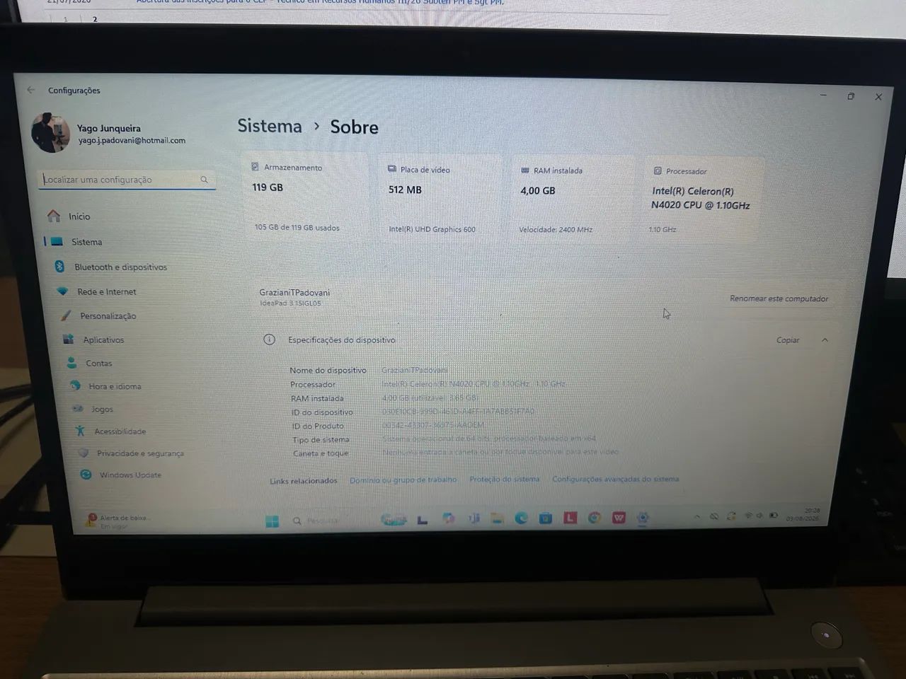 Notebook Lenovo Ideapad3i - Foto 3