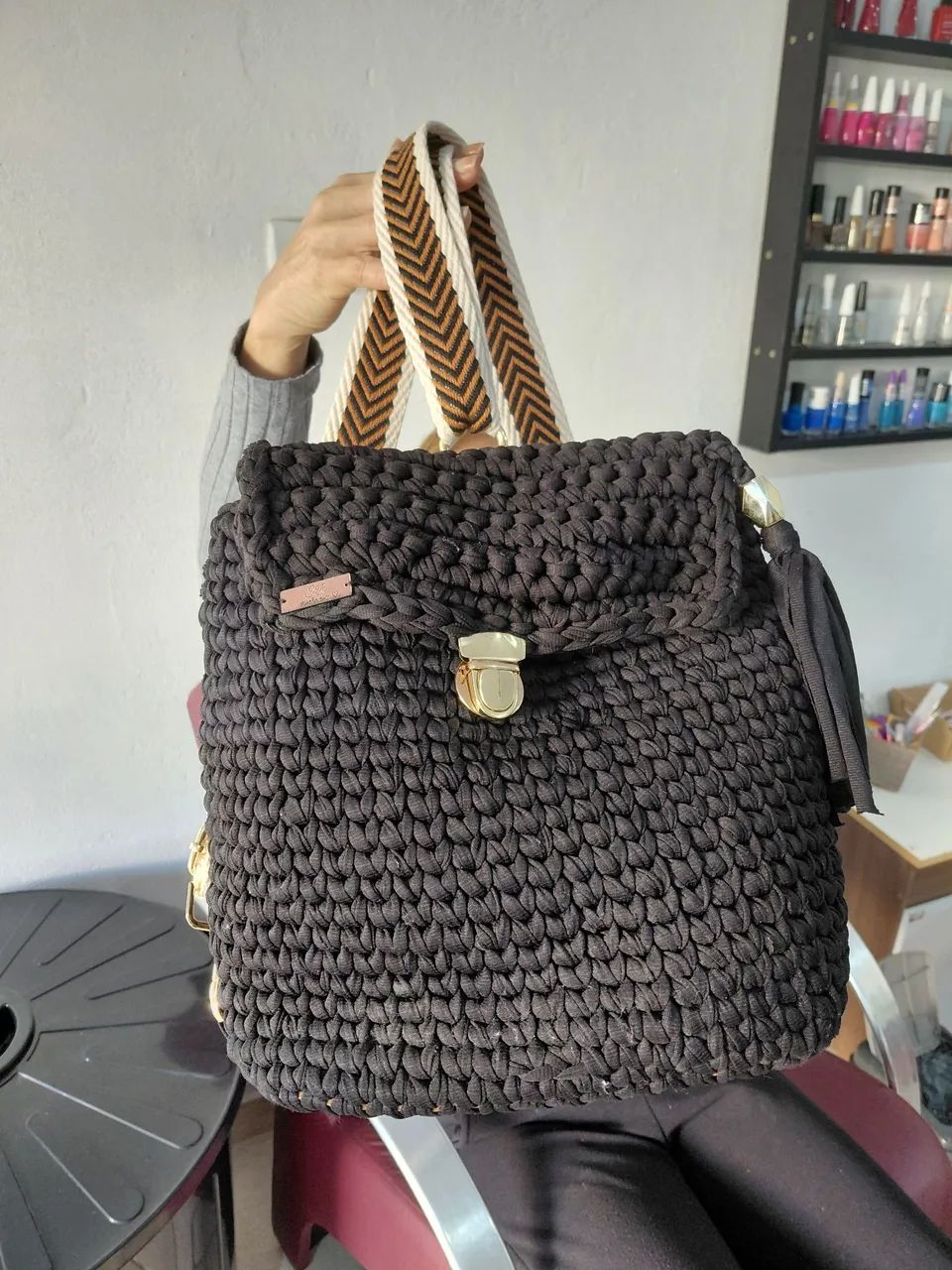 Mochila de tricô feita a mão  - Foto 3