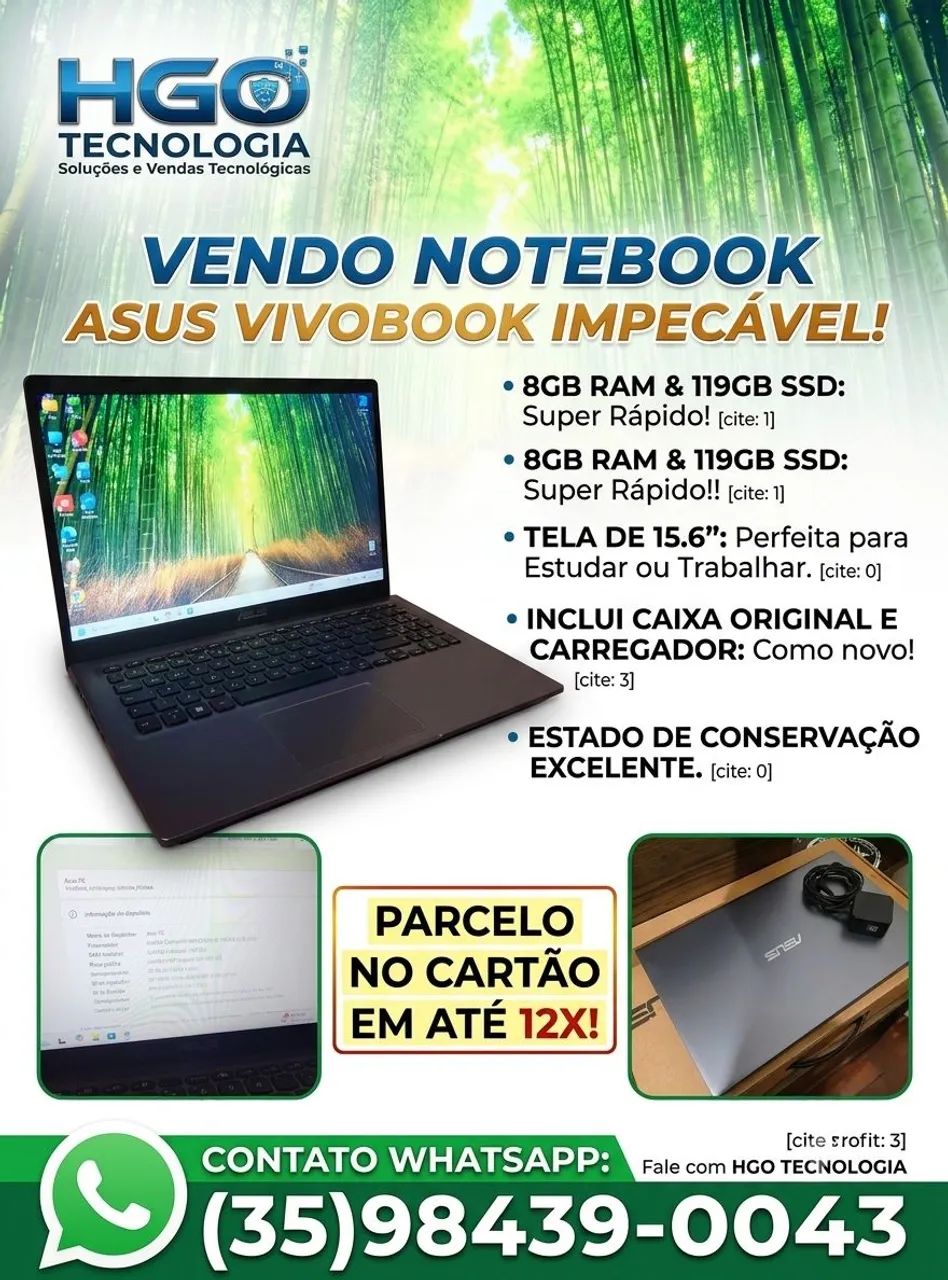 Vendo Notebook Asus X515 - cinza - zerado na caixa