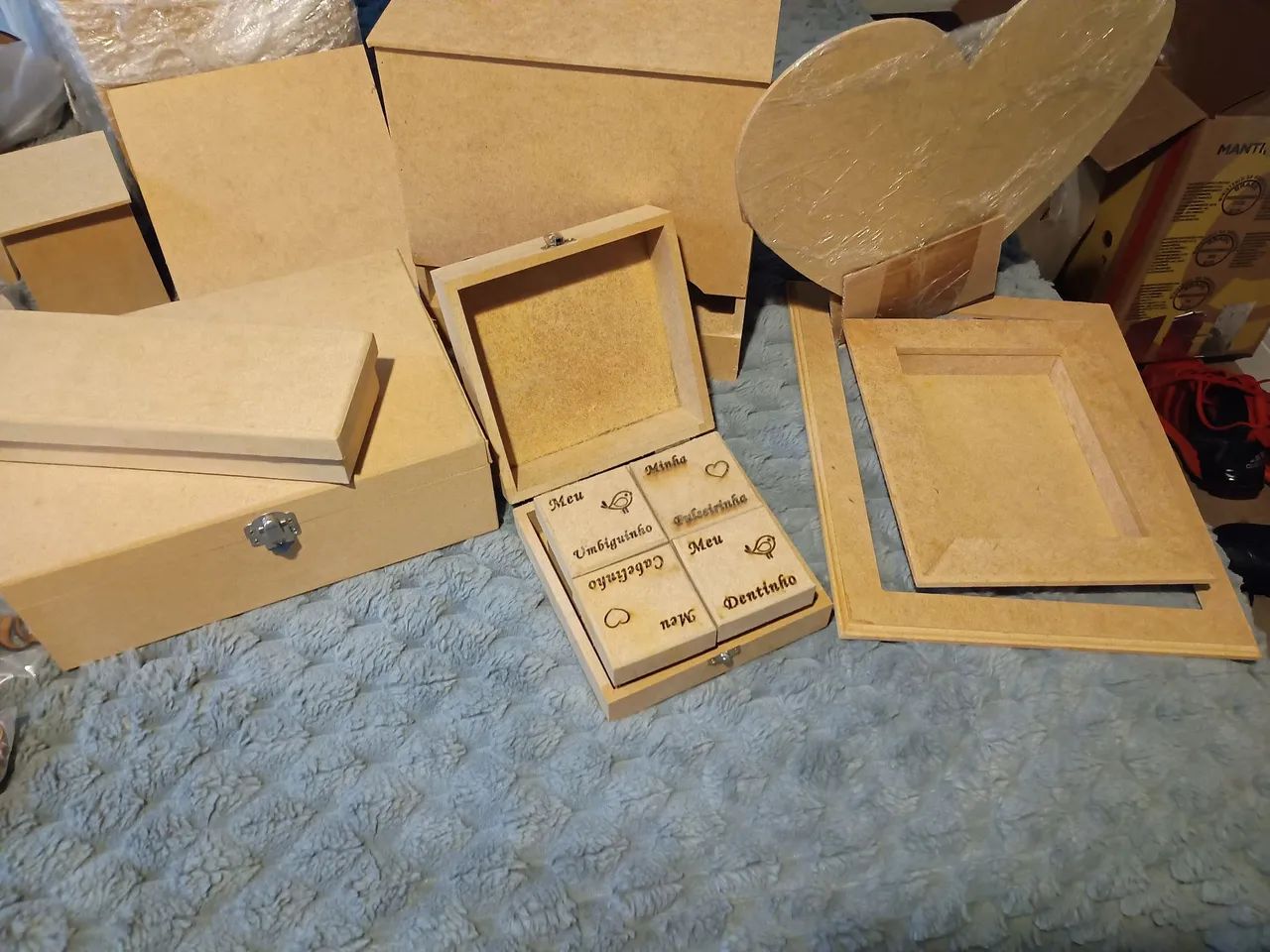 Kit MDF caixas e apliques letras  - Foto 4