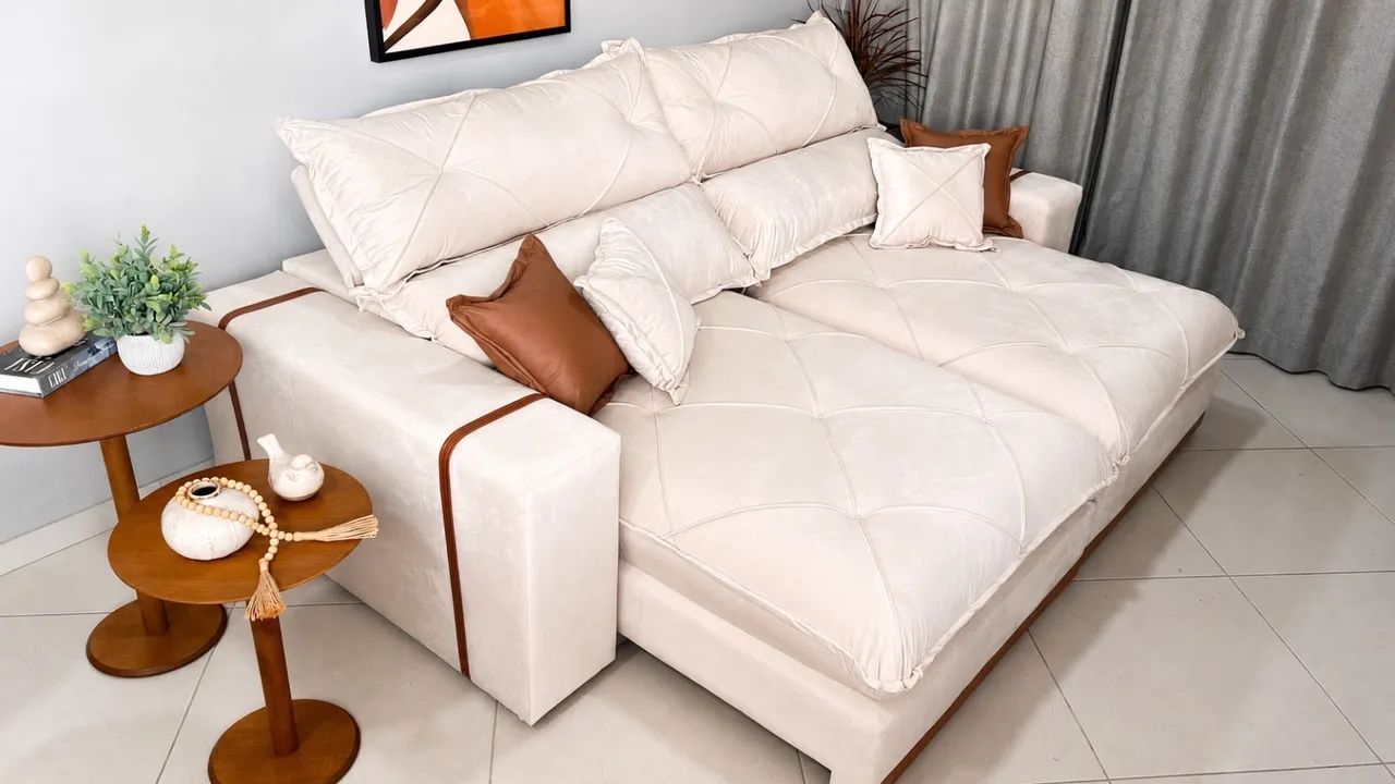 Sofá Retrátil e Reclinável 2,50 m Molas Ensacadas - Foto 3