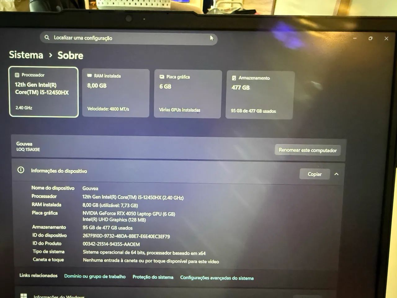 Notebook Gamer Lenovo I5 RTX 4050 - Foto 2