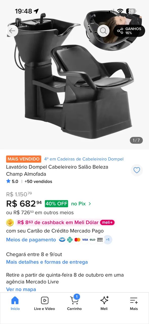 Lavatório Dompel Champ Preto - Móvel para Salão / Barbearia. - Foto 2