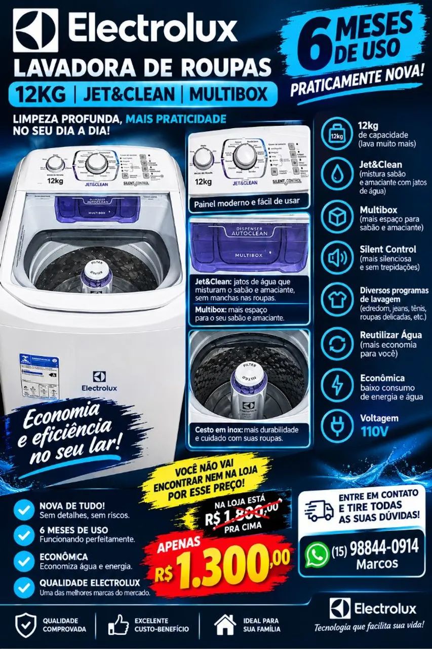 Máquina de lavar Eletrolux 12kg
