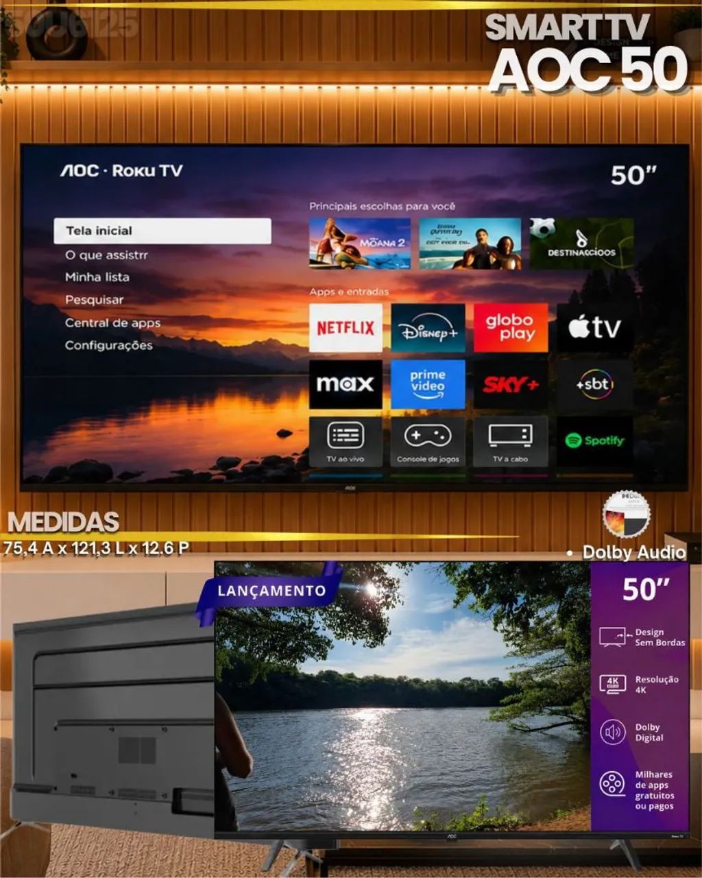 SMART TV AOC ROKU 50U6125
