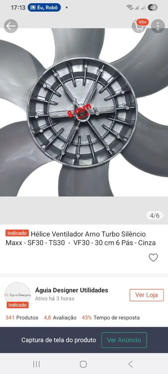 Hélice de Ventilador Arno Turbo 30 cm - Foto 4
