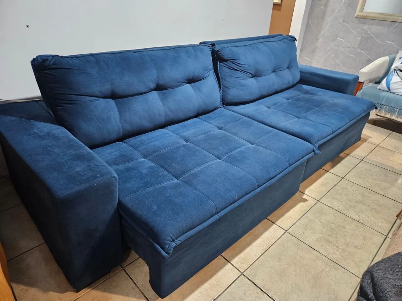 Sofá azul de 3 metros retrátil  - Foto 2