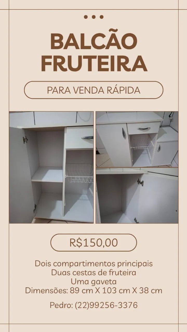 Bancada de Cozinha de Madeira com fruteira - Foto 2