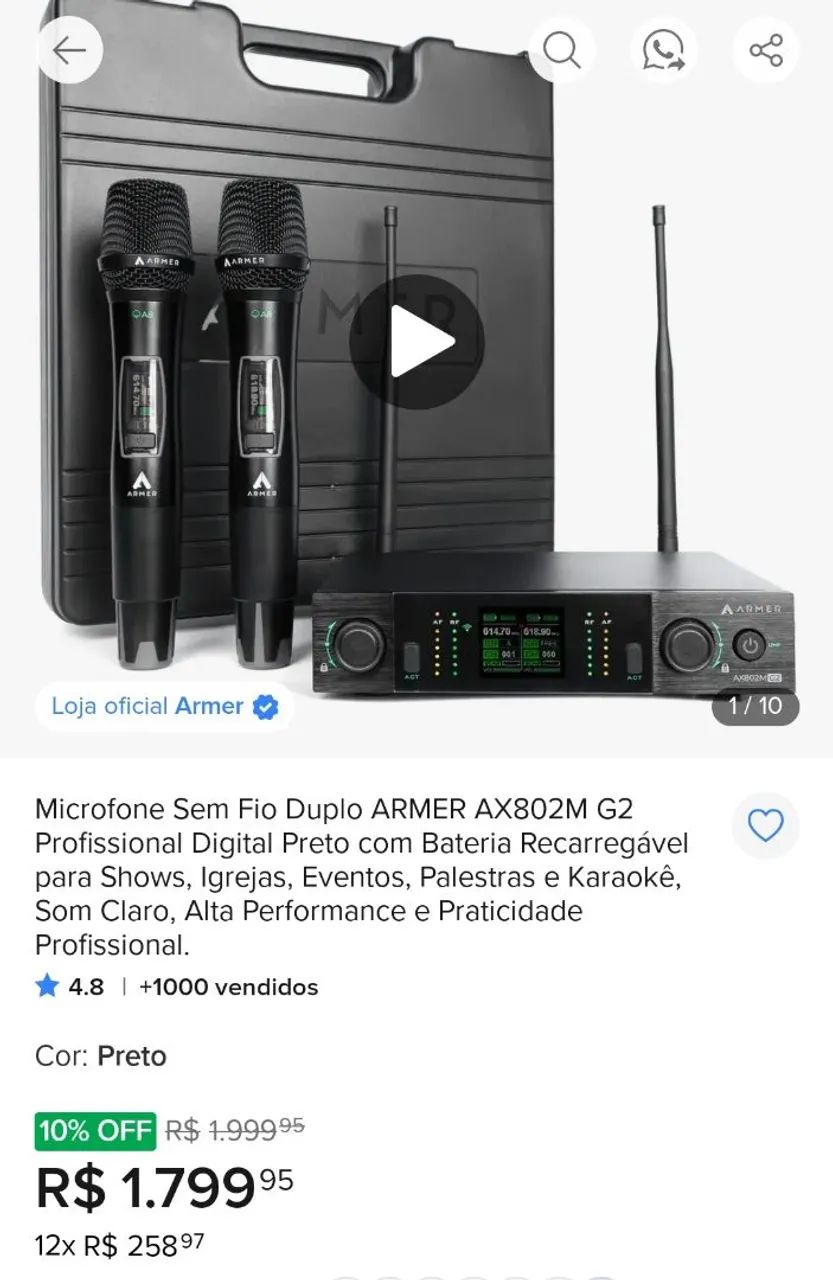Microfone duplo sem fio ARMER AX802M - Foto 5