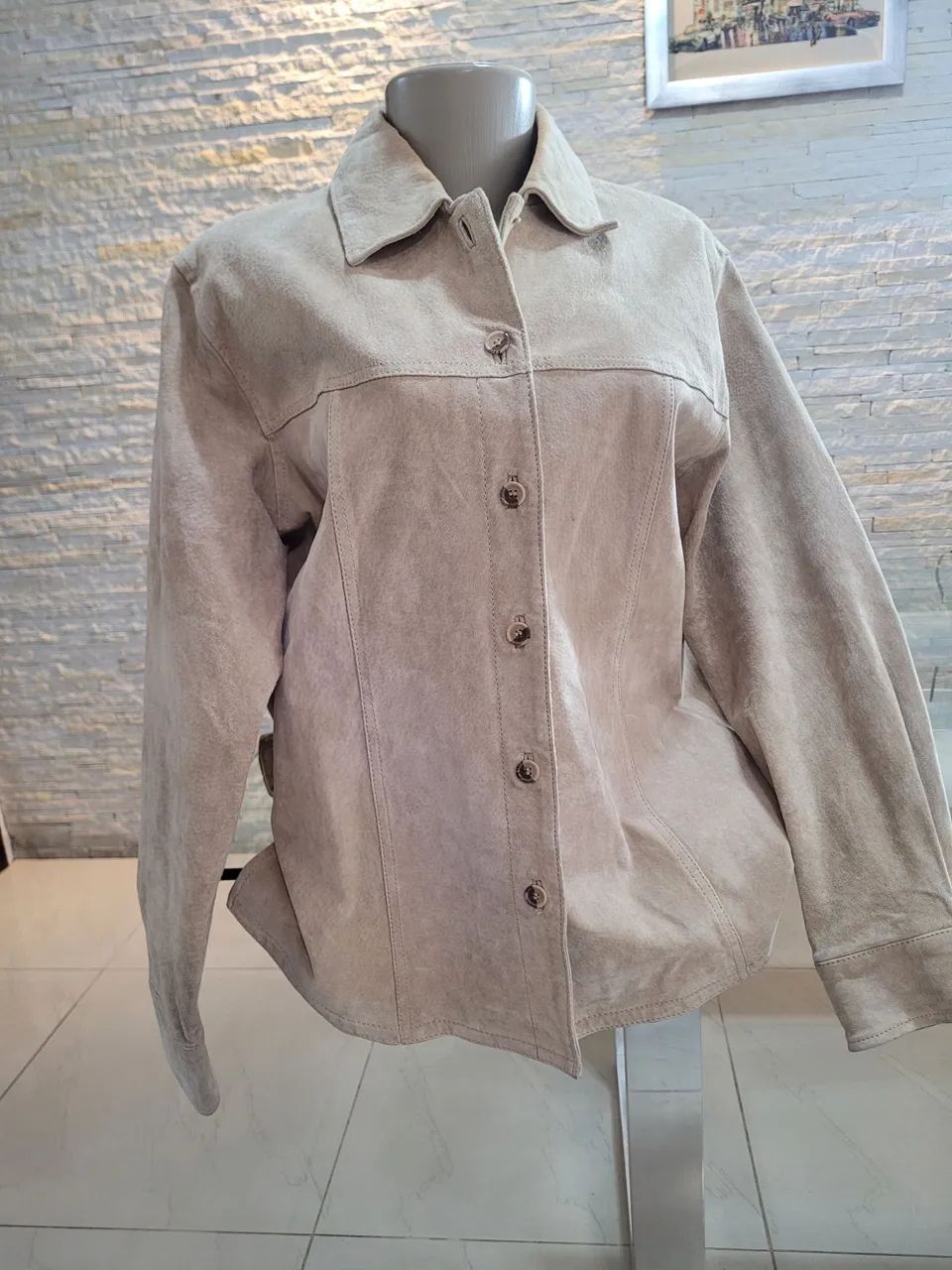 Camisa feminina em camurça legítima 