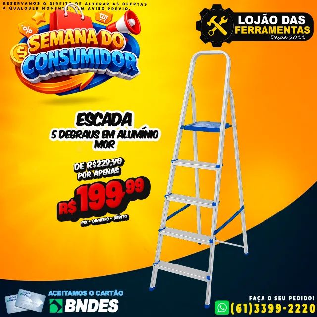 Escada 5 Degraus em Alumínio Mor