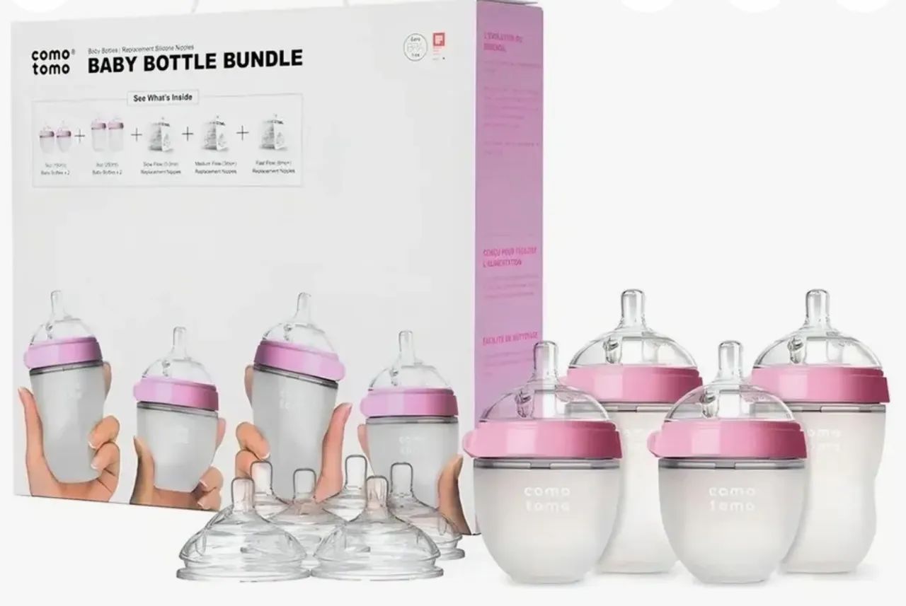 Kit Mamadeiras Comotomo Rosa - Foto 2