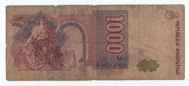 Cédula Antiga Argentina 1000 Australes - Coleção - Numismática - Foto 2