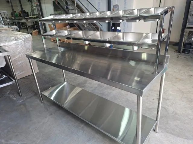 Bancada Industrial / Mesa de Preparação em Aço Inox