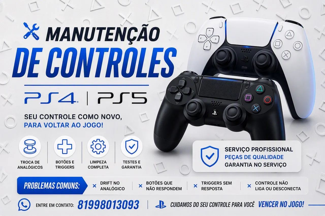 Manutenção Controle PS4 e PS5