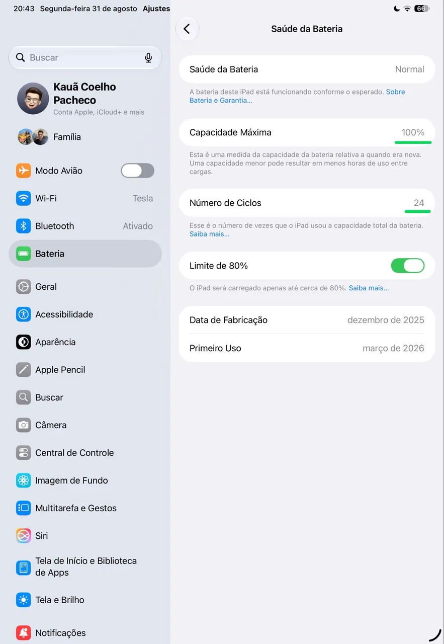 iPad Pro M5 11 polegadas 256 GB - Prateado + Apple Pencil Pro + Smart Folio - Branco - Foto 5