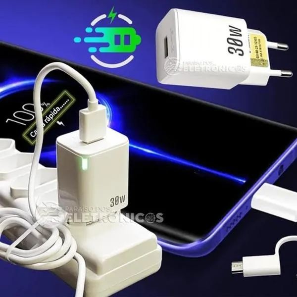 Carregador 30w Tipo C/ Micro Usb Lelong *ENTREGA GRÁTIS* - Foto 4