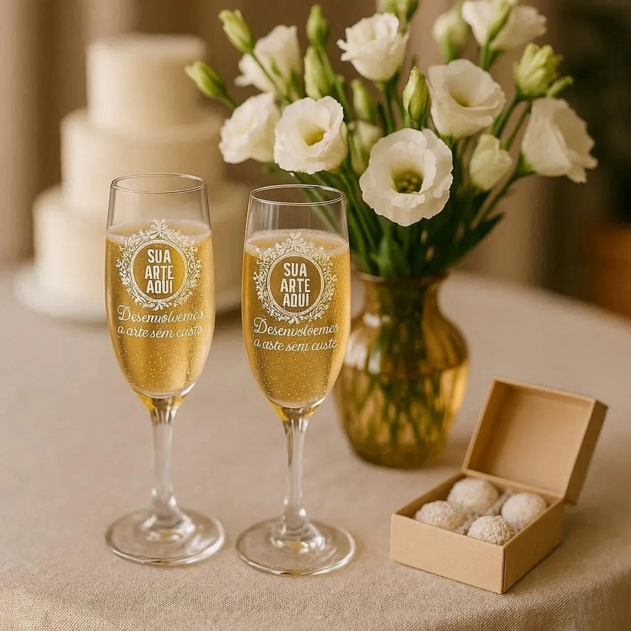 Gravação a laser em taças de cristal/vidro. Evento elegante.