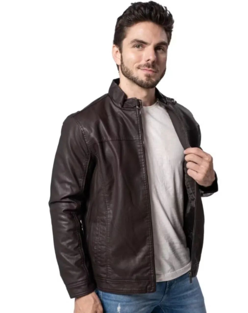 JAQUETA COURO PU MASCULINA GG NOVA  - Foto 3