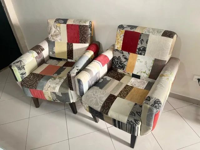 Par de Poltronas Patchwork Retrô ? Confortáveis e Conservadas - Foto 5