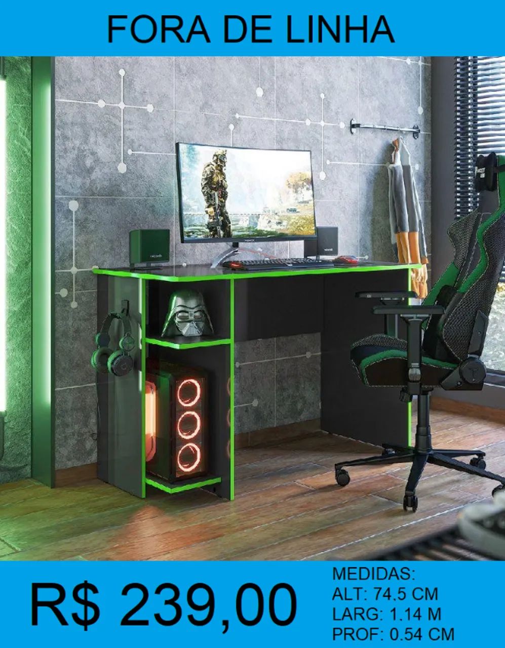 Escrivaninha gamer preço imperdível - compre hoje e receba em até 72h 