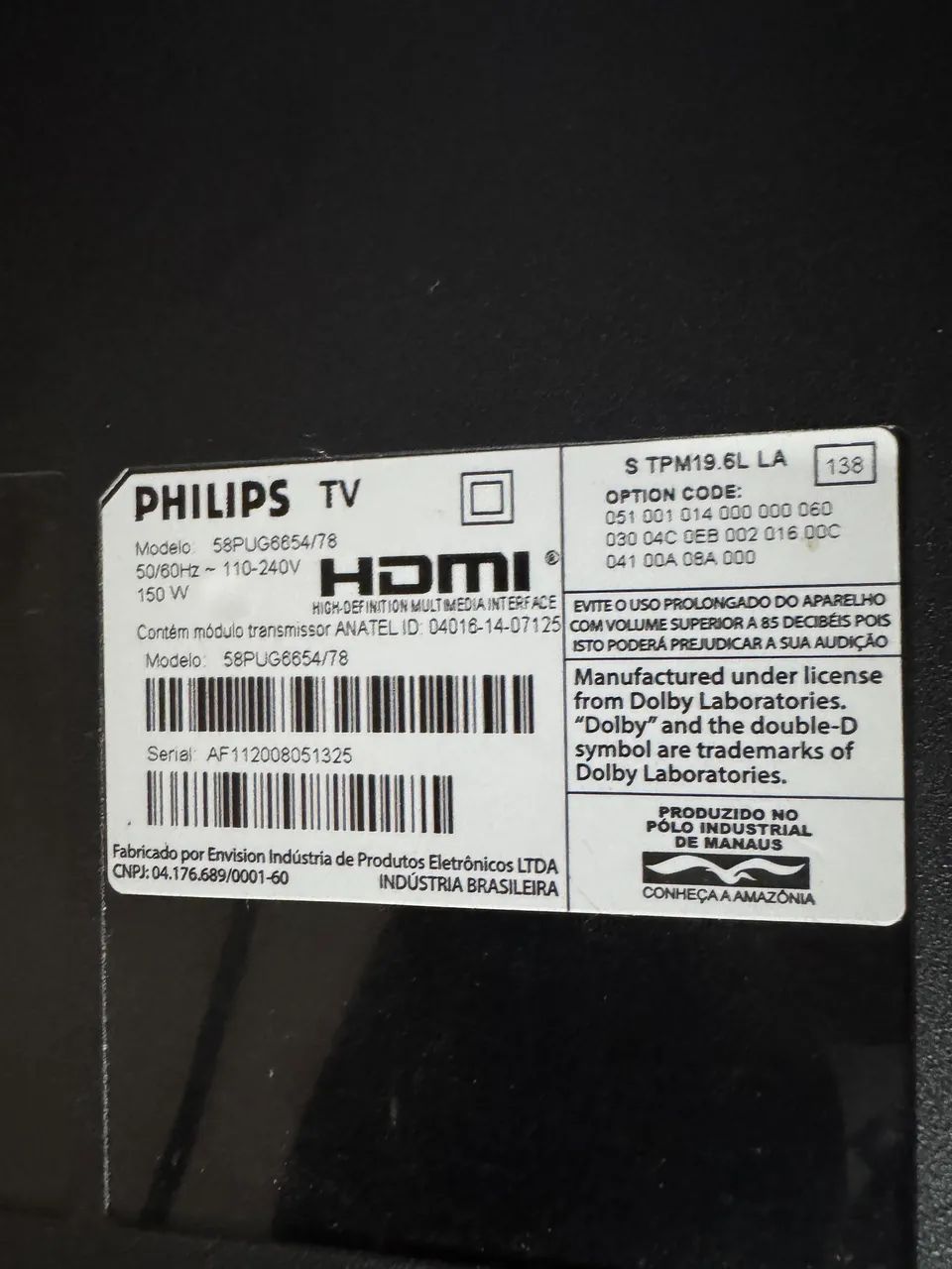 Smart TV Philips 58" 4K - Com Defeito - Foto 2