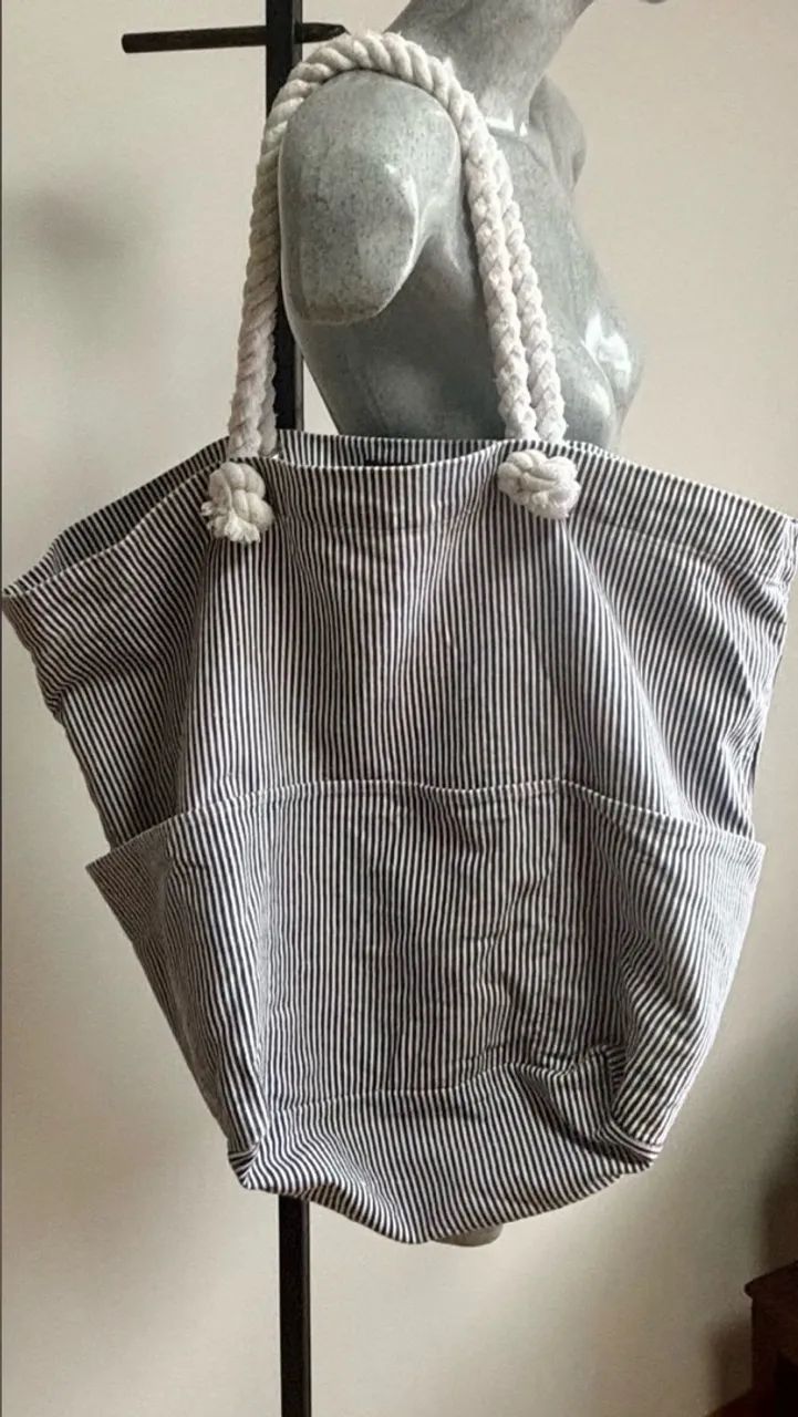 bolsa grande tecido listrado  Primark - Foto 2